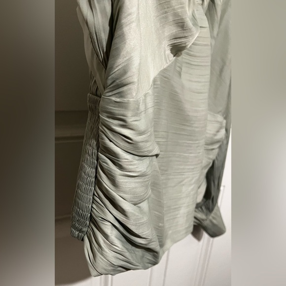 By Anthropologie Sz 2X Mint Green Open Back Blouson Sleeve Blouse Elegant Flowy - Picture 9 of 16
